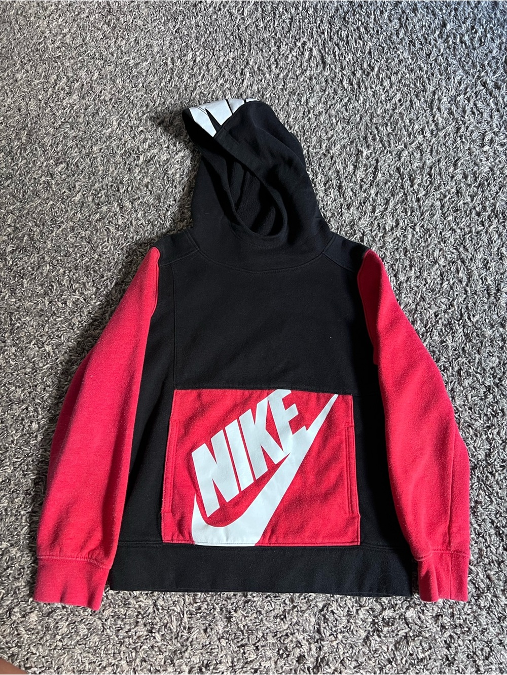 Kids Nike Black & Red Hooded Sweater with Logo Pocket